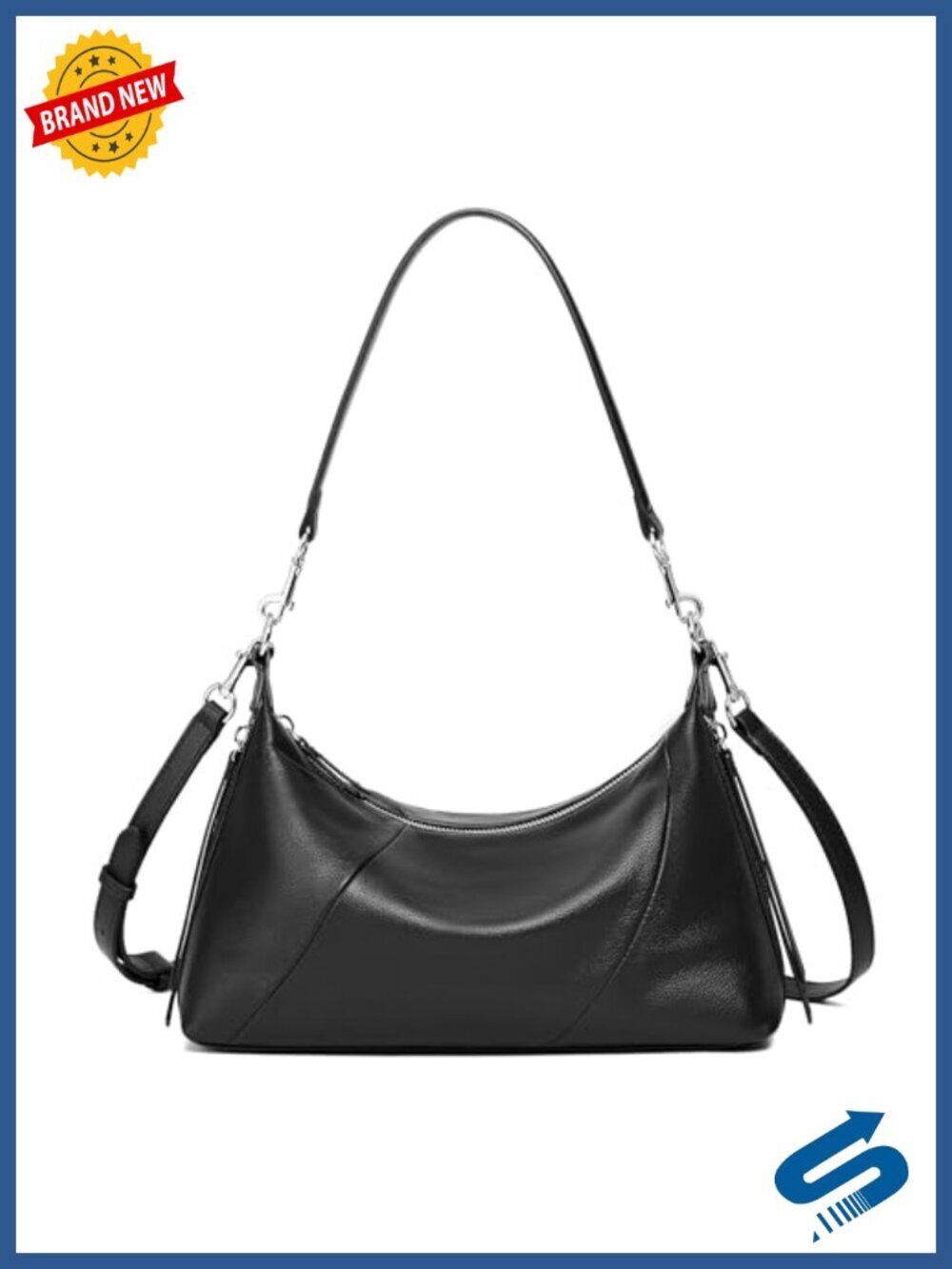 Genuine Leather Hobo Bag, Minimalist Shoulder & Crossbody Bag